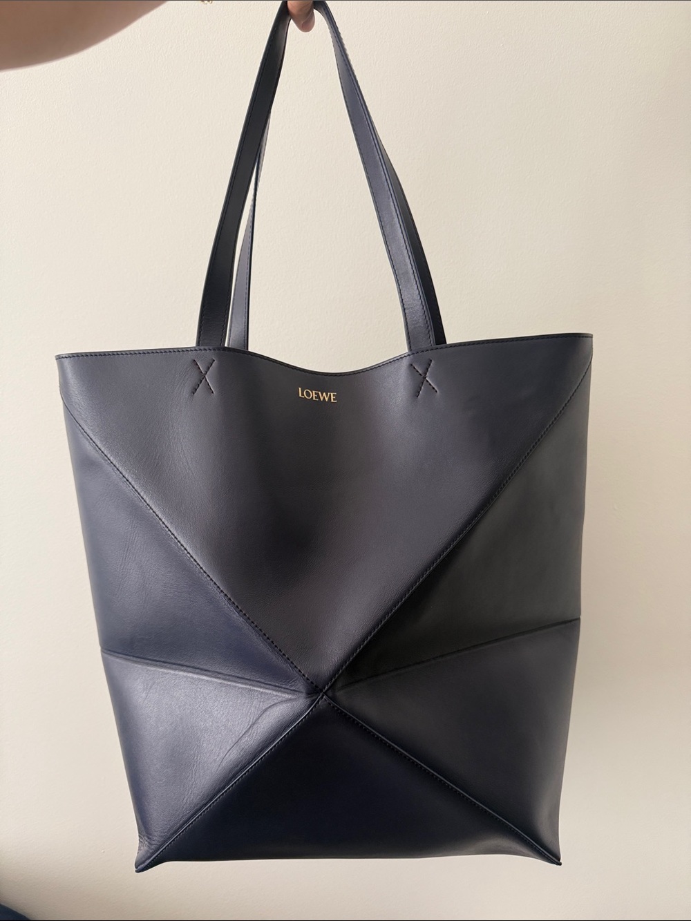 Loewe Puzzle Fold Tote XL Shiny Calfskin Abyss Blue